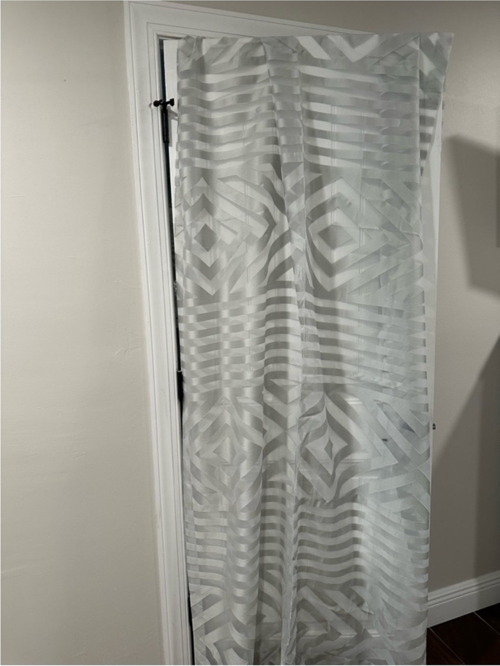 8 Light Gray Geometric Sheer Curtain Panel - Home Accents